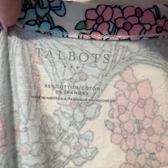 Talbots COTTON SCOOP NECK TEE shirt - BREEZY FLORAL great for spring size Large - Picture 5 of 5